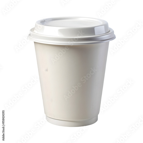 white paper cup with lid isolated on transparent background