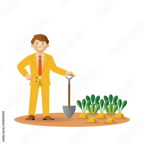 Financial profit or savings growth vector concept in flat style