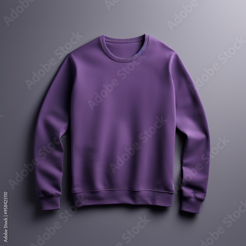 Purple blank sweater without folds flat lay isolated on gray modern seamless background