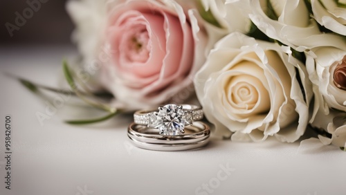 wedding rings and roses