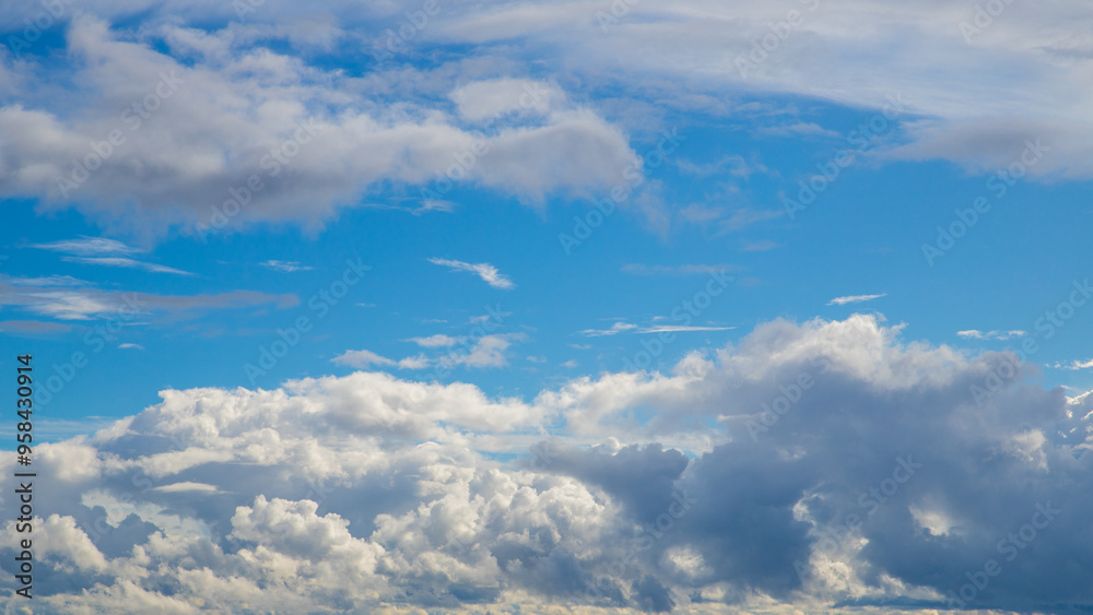 Blue cyan sky with white clouds. Clouds in sky on sunny day Blue cyan sky with white clouds. Clouds in sky on sunny day