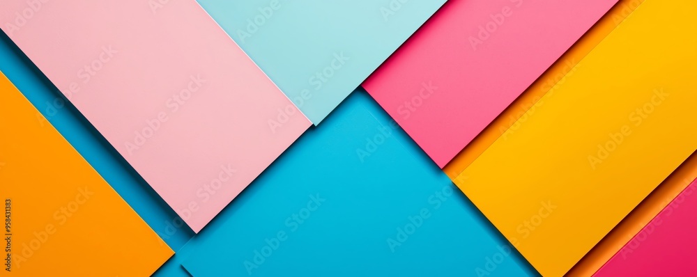 Vibrant and colorful abstract composition of geometric shapes in blue, pink, and yellow hues, perfect for modern design projects. Vibrant and colorful abstract composition of geometric shapes in blue, pink, and yellow hues, perfect for modern design projects.
