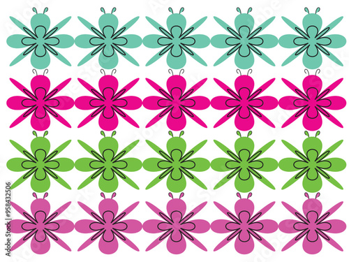 seamless pattern with pink flowers
