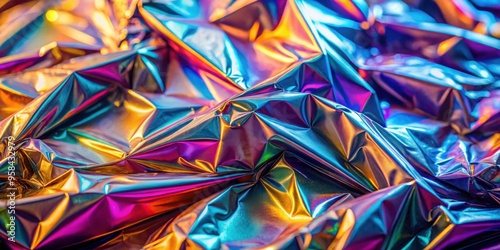 Abstract shiny iridescent foil with intricate patterns, shiny, iridescent, foil, abstract, patterns, design
