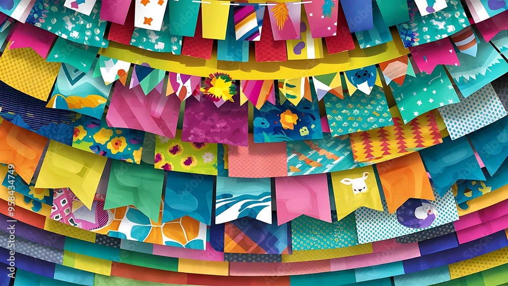 Colored paper banner background design Colored paper banner background design