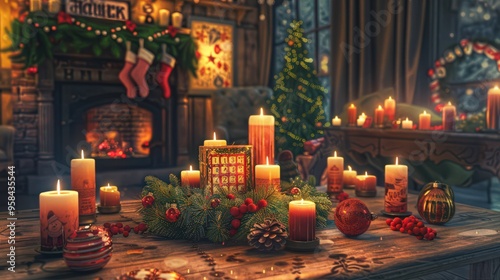 Capture the spirit of Advent with a cozy setting featuring an Advent calendar, candles on a wreath,