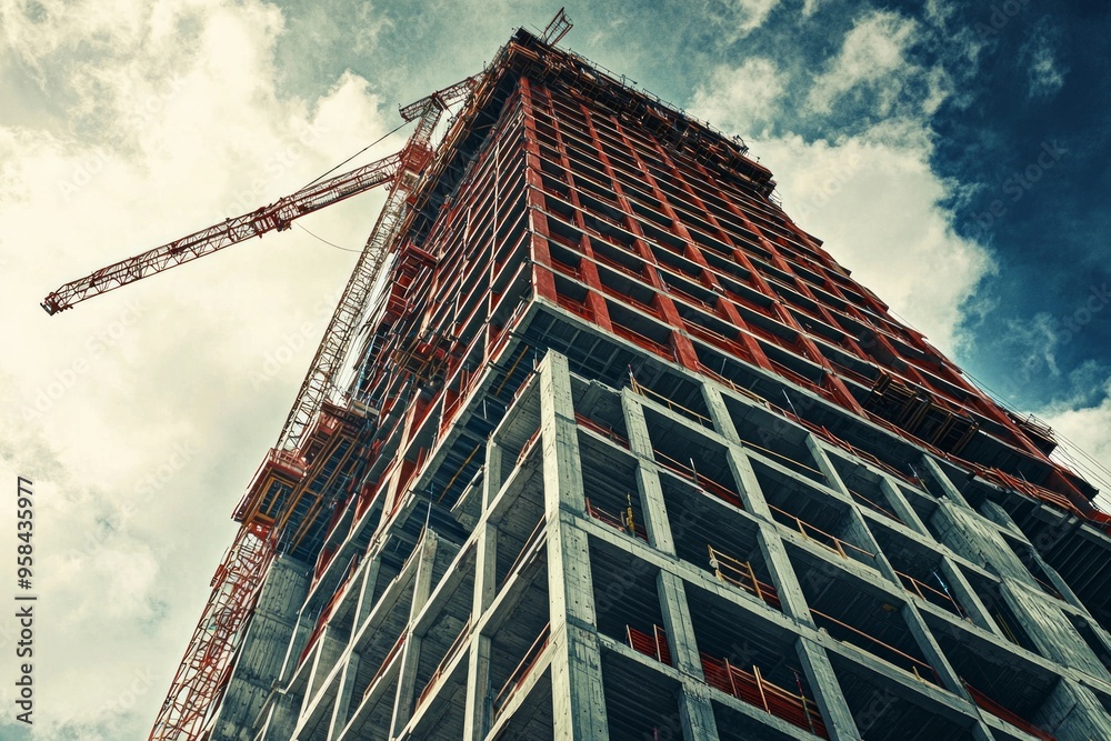 Fototapeta premium A skyscraper under construction 