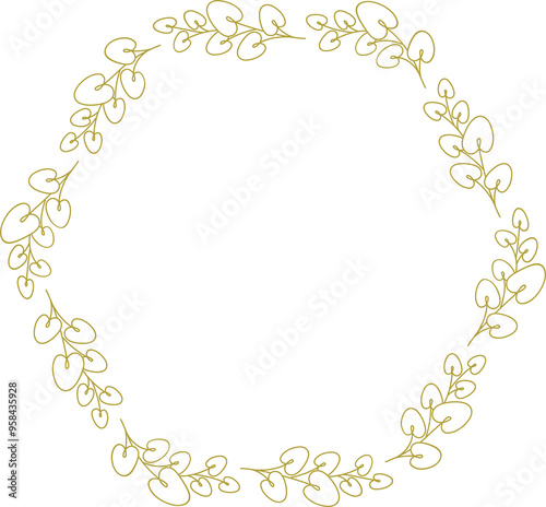 Decorative Floral Frame Line Illustration 