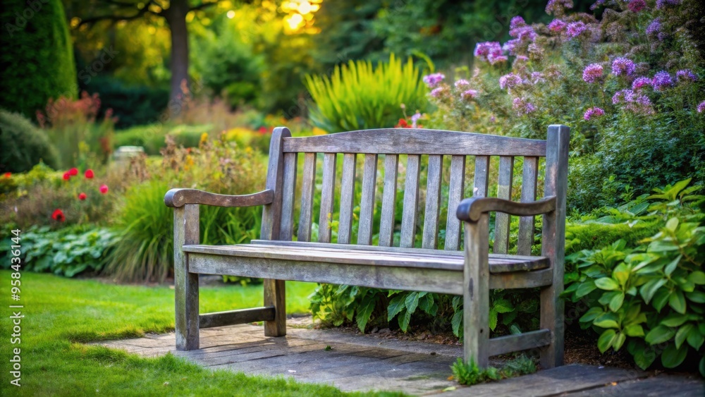 A serene photo of a weathered wooden bench in a peaceful garden, showcasing the beauty of imperfection A serene photo of a weathered wooden bench in a peaceful garden, showcasing the beauty of imperfection