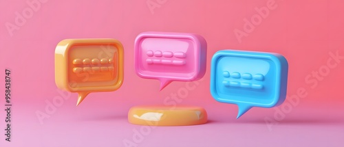 Colorful speech bubbles in vibrant shades float on a pink background, symbolizing communication and interaction in digital spaces.