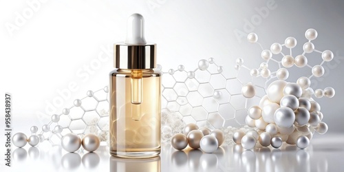 Serum cosmetic bottle with peptides and retinol on a white background, serum, cosmetic, bottle, peptides, retinol