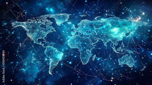 World map with technology background. Best Internet Concept of global business.