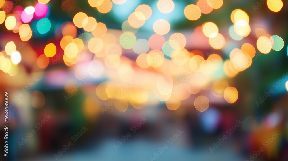 Abstract street fair blurred background with vibrant colors and soft bokeh lights, showcasing an outdoor setting with plenty of copy space for text Abstract street fair blurred background with vibrant colors and soft bokeh lights, showcasing an outdoor setting with plenty of copy space for text