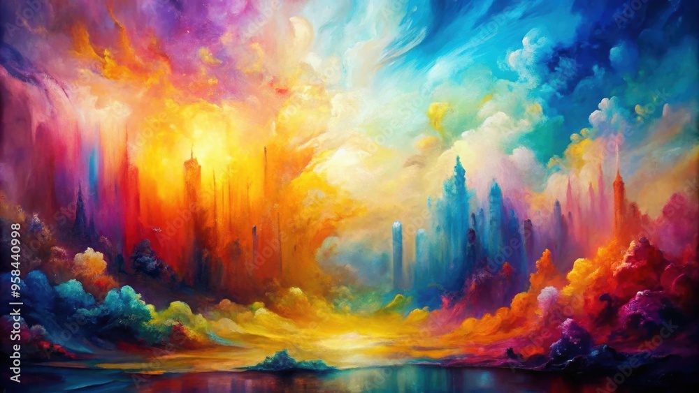 Obraz premium Abstract colorful oil painting on canvas , abstract, colorful, oil painting, canvas, contemporary, modern, art