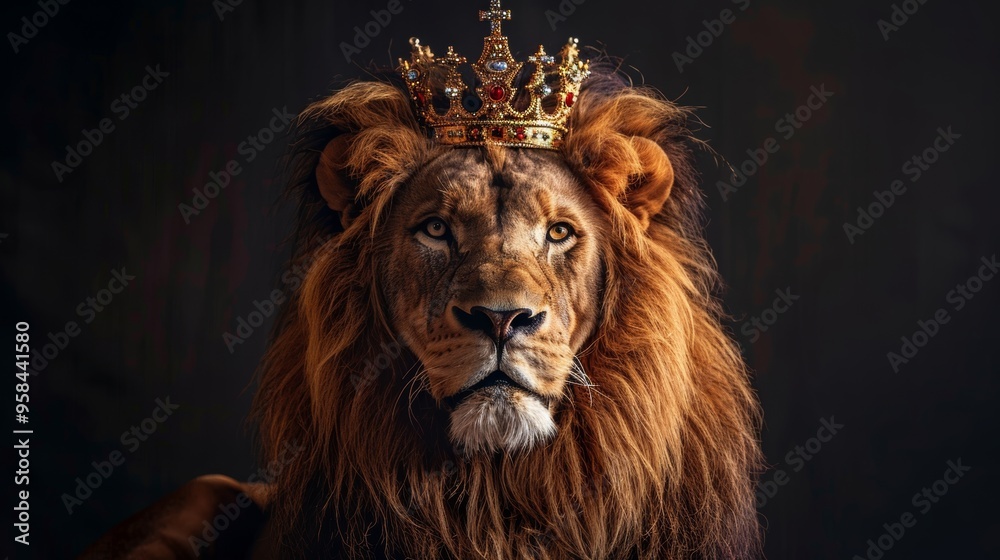 Photo of a Lion wearing a King's Crown, Jesus, Lion Photo of a Lion wearing a King's Crown, Jesus, Lion