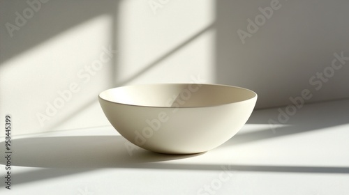 Minimalist Ceramic Bowl with Soft Shadow, a simple yet elegant ceramic bowl displaying a delicate shadow that enhances its understated beauty and form.