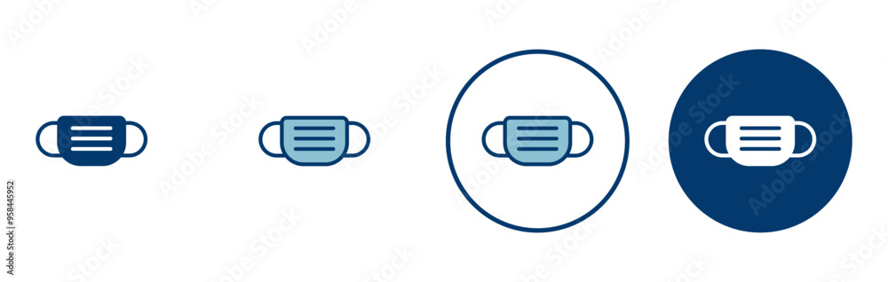 Mask icon vector isolated on white background. Man face with mask icon. Safety breathing masks. Industrial safety N95 mask. Medical mask vector icon.