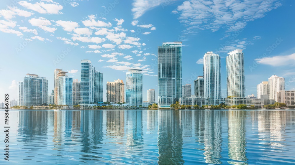 Fototapeta premium Present the Miami skyline with a focus