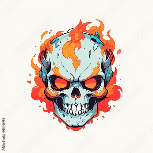 Flaming Skull Illustration photo