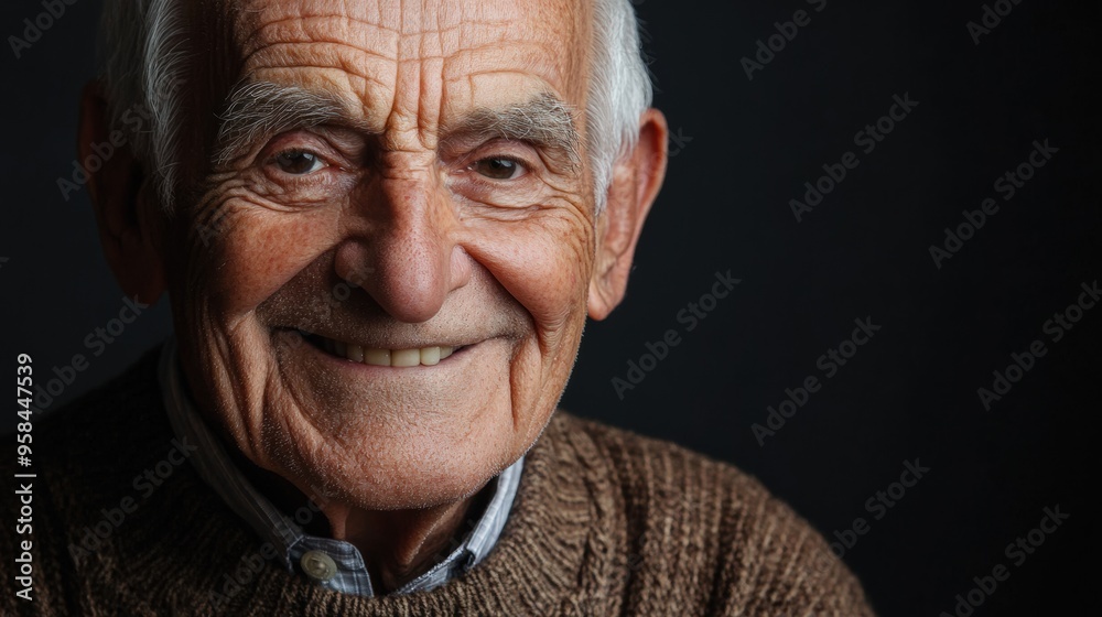 Cheerful Elderly Man with Gray Hair Smiling and Expressing Positive Emotions