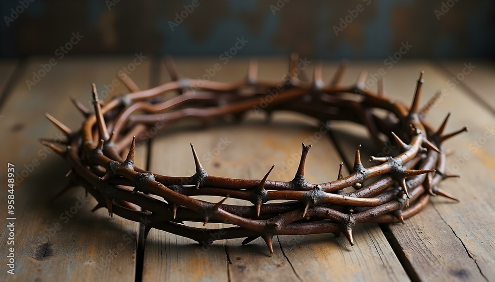 Fototapeta premium Jesus Christ's crown of thorns on top of the Bible