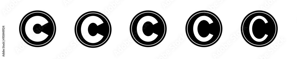 Copyright symbol shape. icon set. protection C mark vector icons in blue color style Copyright symbol shape. icon set. protection C mark vector icons in blue color style