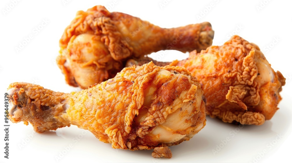 hot and crispy fried chicken legs isolated on a white background hot and crispy fried chicken legs isolated on a white background