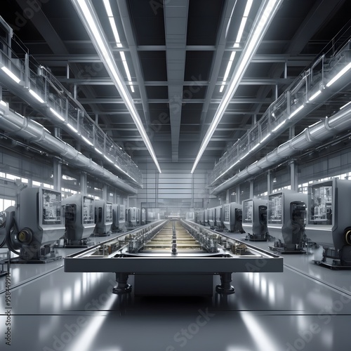 Futuristic industrial and technology. Wide picture photo