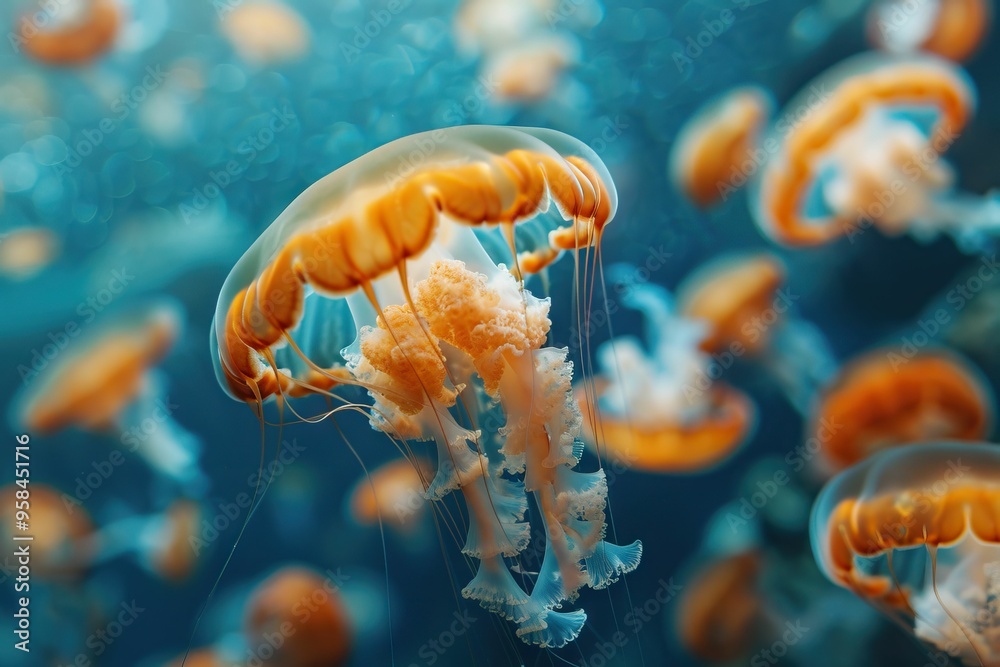 Obraz premium jellyfish jellyfish orange bell jellyfish in osaka aquarium Japan