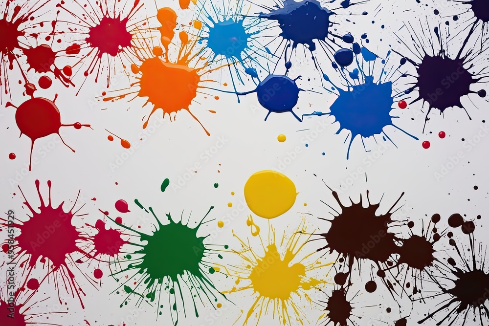 Isolated Colorful Paint Splatters on White Background Isolated Colorful Paint Splatters on White Background