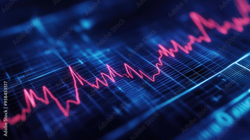 A close-up of a heart monitor printout with a steady heartbeat pattern A close-up of a heart monitor printout with a steady heartbeat pattern