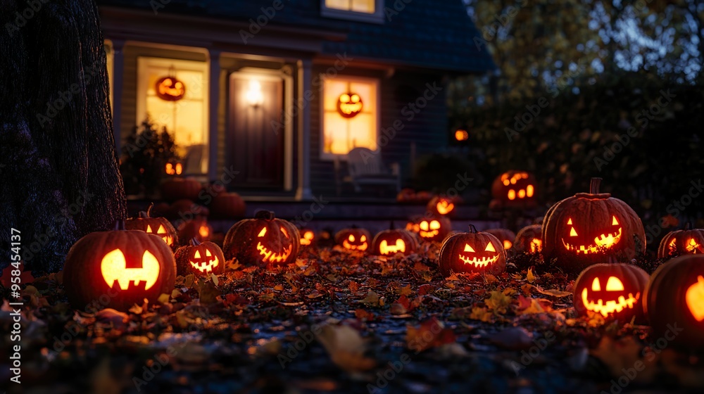 yard full of jack-o-lanterns yard full of jack-o-lanterns