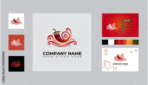 Chili logo and business card, spicy chili logo and business card design