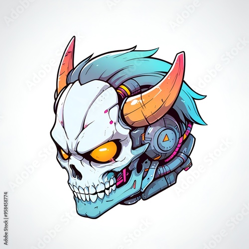 Cyber Skull with Horn photo