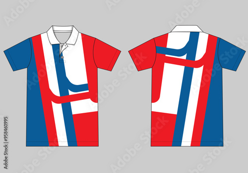 Summer theme polo shirt mock up vector set uniform apparel jersey