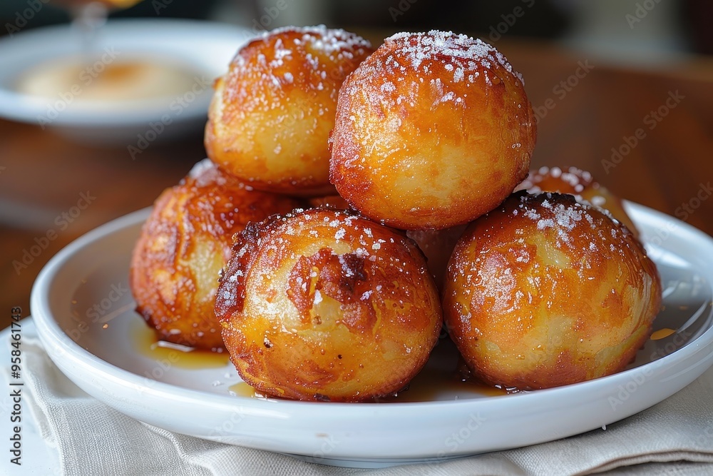 Nigeria: Puff-Puff Deep-fried dough balls, golden brown, and lightly dusted with sugar. Nigeria: Puff-Puff Deep-fried dough balls, golden brown, and lightly dusted with sugar.