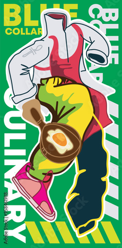 vector character illustration of blue collar with urban street art style