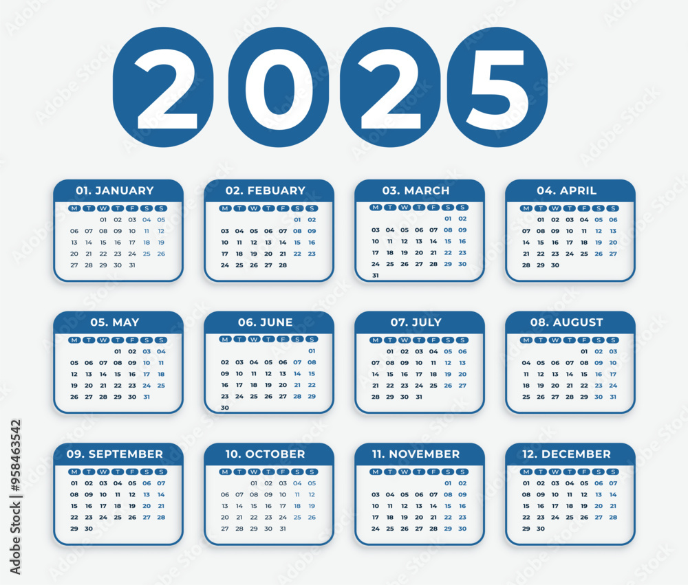 Calendar 2025, calendar 2024 week start Monday corporate design planner template Calendar 2025, calendar 2024 week start Monday corporate design planner template