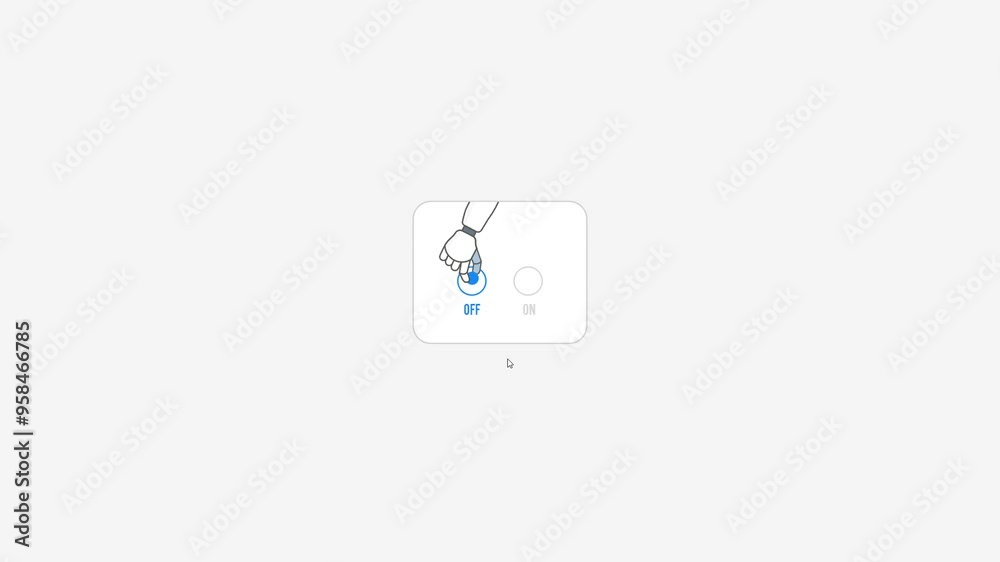 Robot Toggle Button On, Off Animation on Gray Screen - 4K Video Robot Toggle Button On, Off Animation on Gray Screen - 4K Video