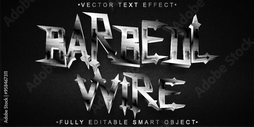Barbed Wire Vector Fully Editable Smart Object Text Effect