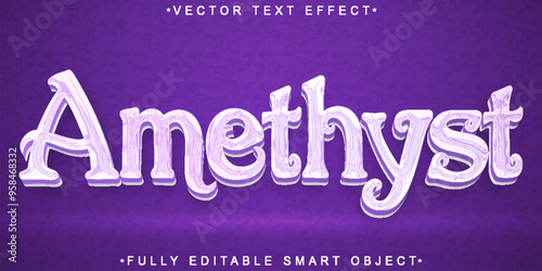 Shiny Gems Purple Amethyst Vector Fully Editable Smart Object Text Effect