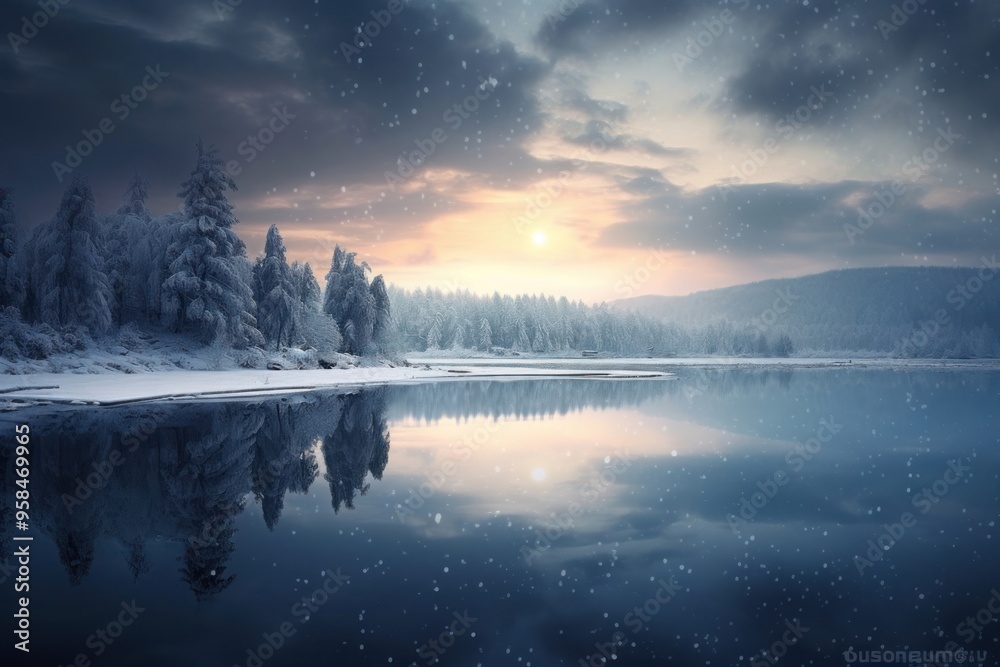 Obraz premium Winter landscape panoramic outdoors.