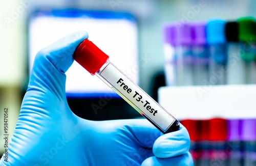 Blood sample tube for free T3 test analysis.