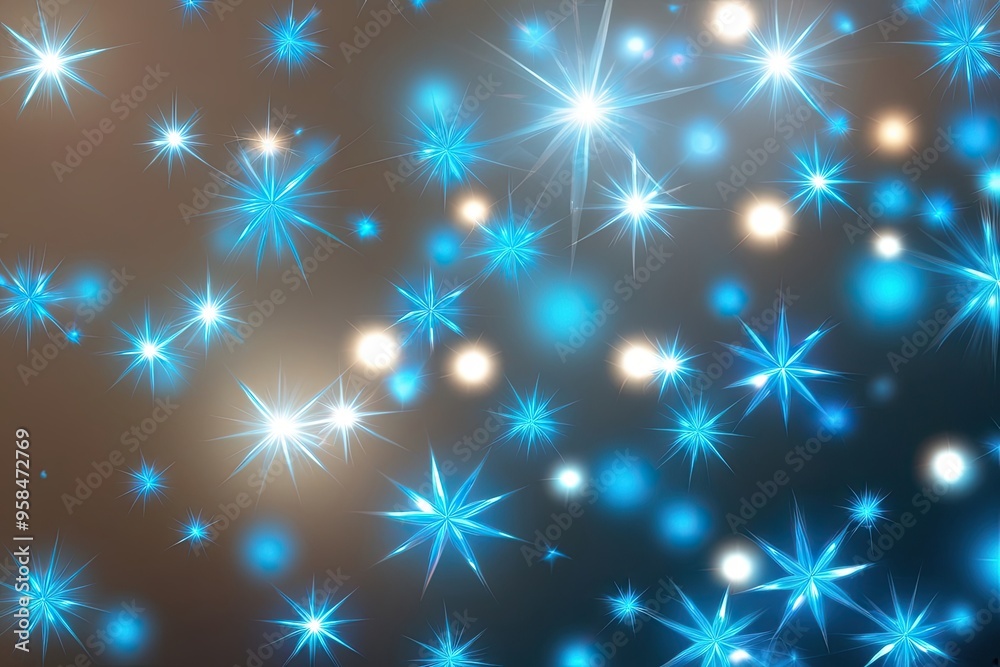 Shimmering Blue Star Points with Brilliance and Cool Light Effects
