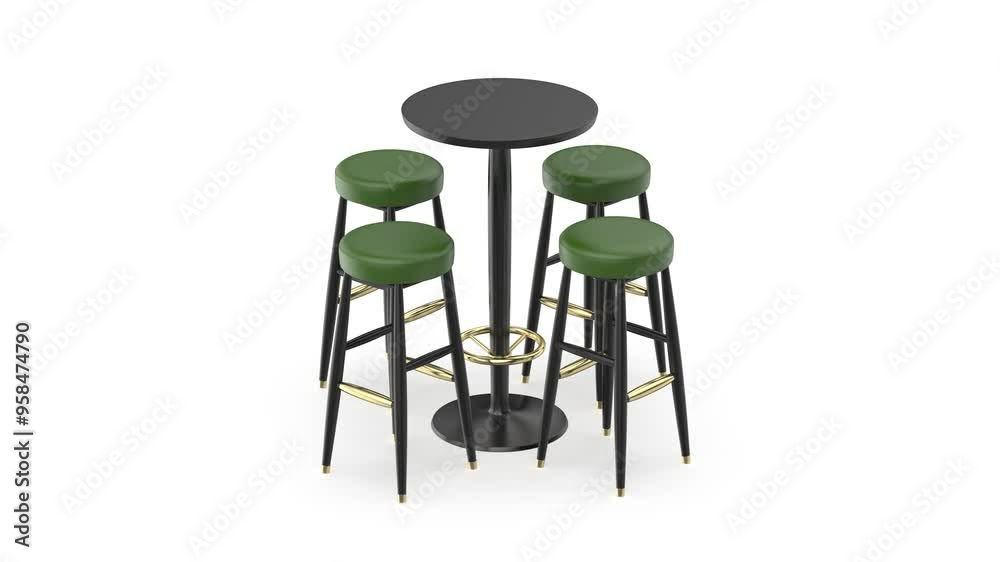 Black tall table and bar stools on a white background
Black tall table and bar stools on a white background