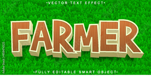 Cartoon Farmer Vector Fully Editable Smart Object Text Effect