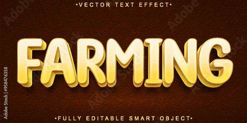 Cartoon Farmer Vector Fully Editable Smart Object Text Effect
