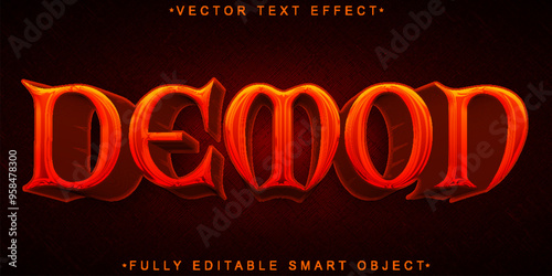 Red Horror Demon Vector Fully Editable Smart Object Text Effect