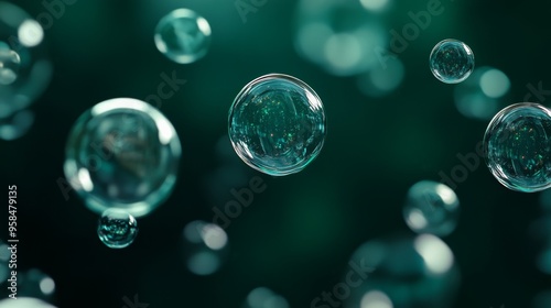 Wallpaper Mural Captivating Floating Soap Bubbles Against a Green Background Stunning Macro Photography Torontodigital.ca