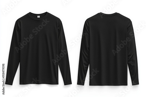 Black long sleeve tshirt mockup isolated created with Generative AI